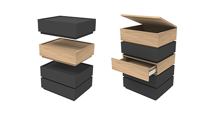 自由堆疊的矩陣抽屜, 用途由你定義  高度自已疊堆.